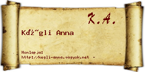 Kégli Anna névjegykártya