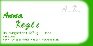 anna kegli business card